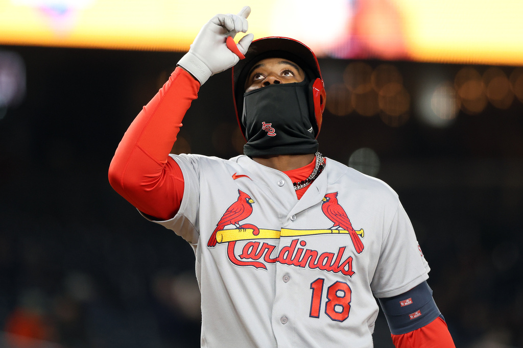 Jordan Walker celebrates a home run against the Nationals