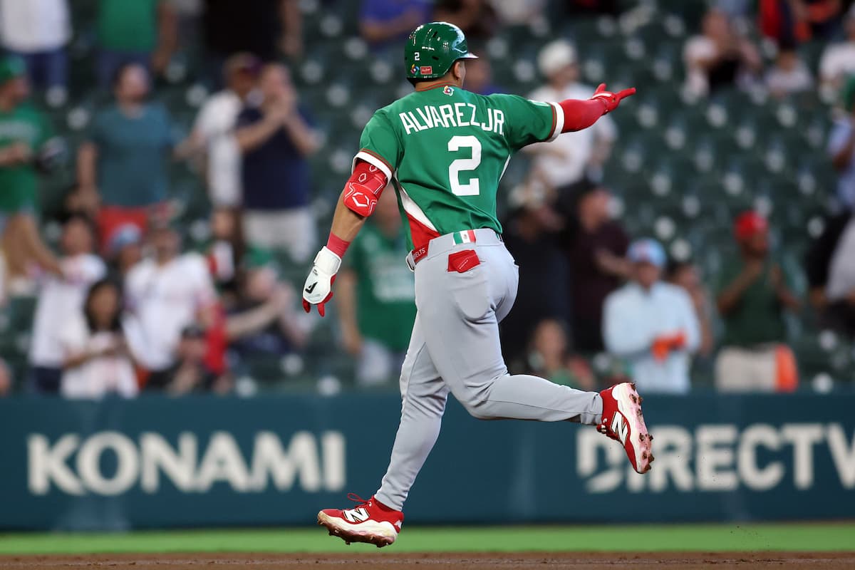 Mexico infielder Nacho Alvarez Jr. hits the first home run of Pool B during the 2026 World Baseball Classic game against Great Britain at Daikin Park in Houston.