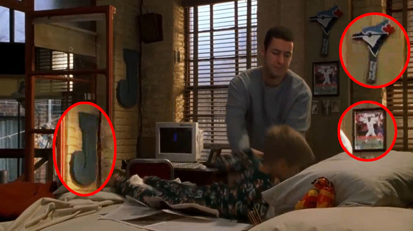 Blue Jays memorabilia in Kevin Gerrity’s apartment in Big Daddy (1999)
