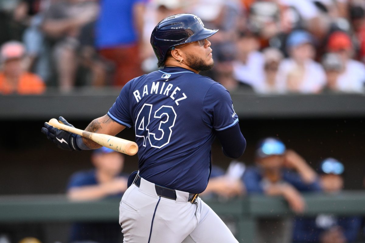 Harold Ramirez, son of a former MLB player, in action for the Tampa Bay Rays. Now joining Tecos de los Dos Laredos for the 2025 Liga Mexicana de Beisbol season, along with Socrates Brito, Luis Cessa, and Alonso Gaitán.