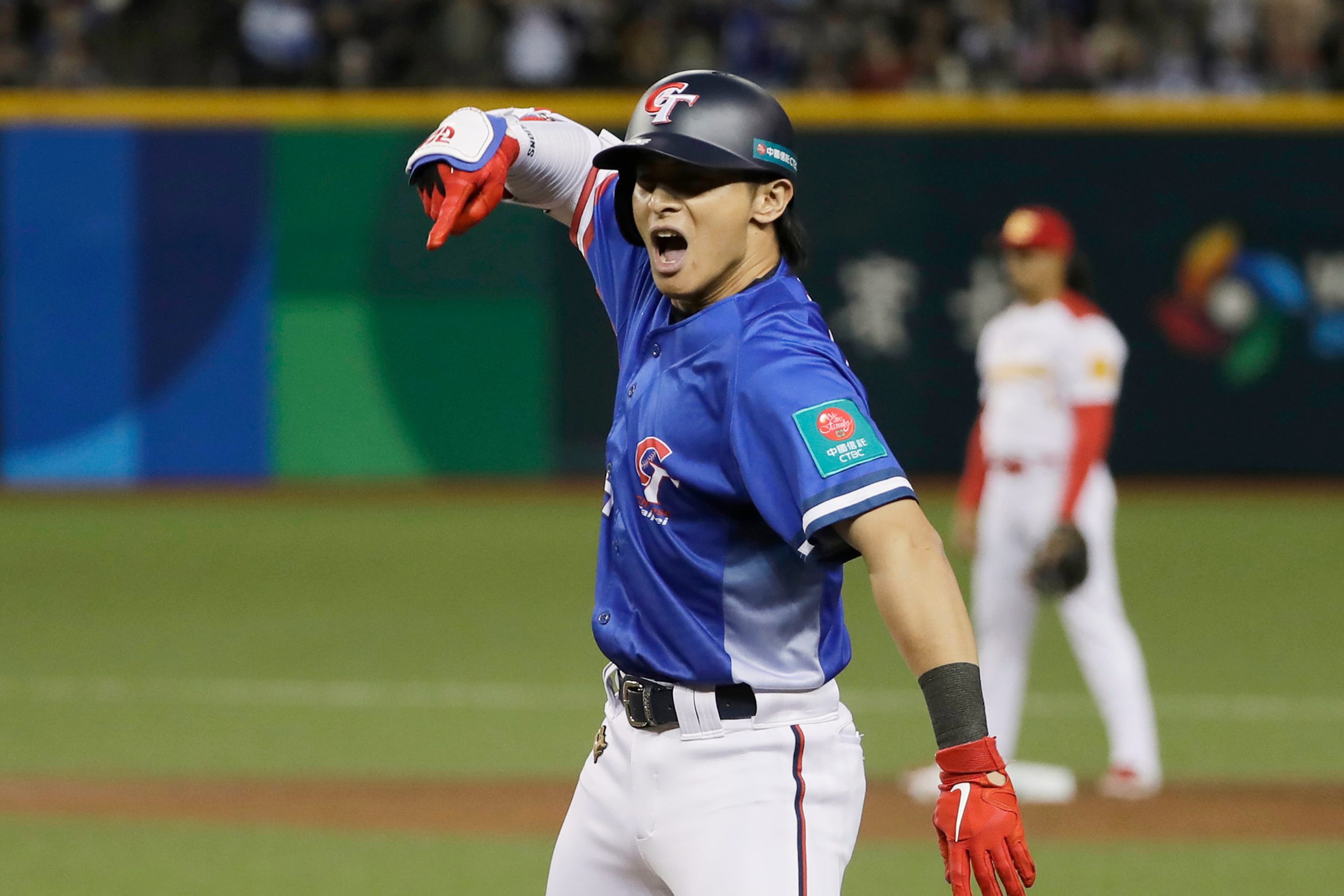 Taiwan centerfielder Chieh-Hsien Chen reacts during a World Baseball Classic qualifier against Spain in Taipei on February 25, 2025.