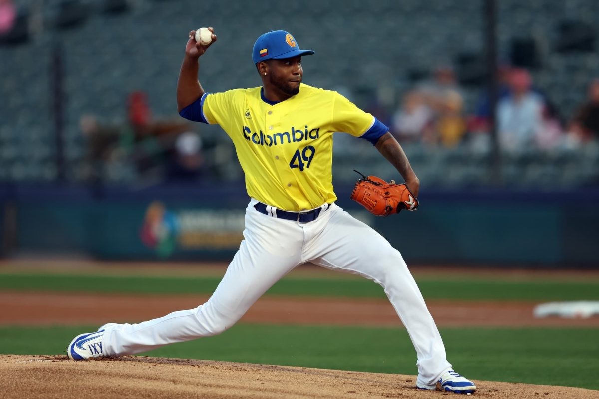 Julio Teherán, pitcher for Team Colombia, throws during the 2025 World Baseball Classic Qualifiers.