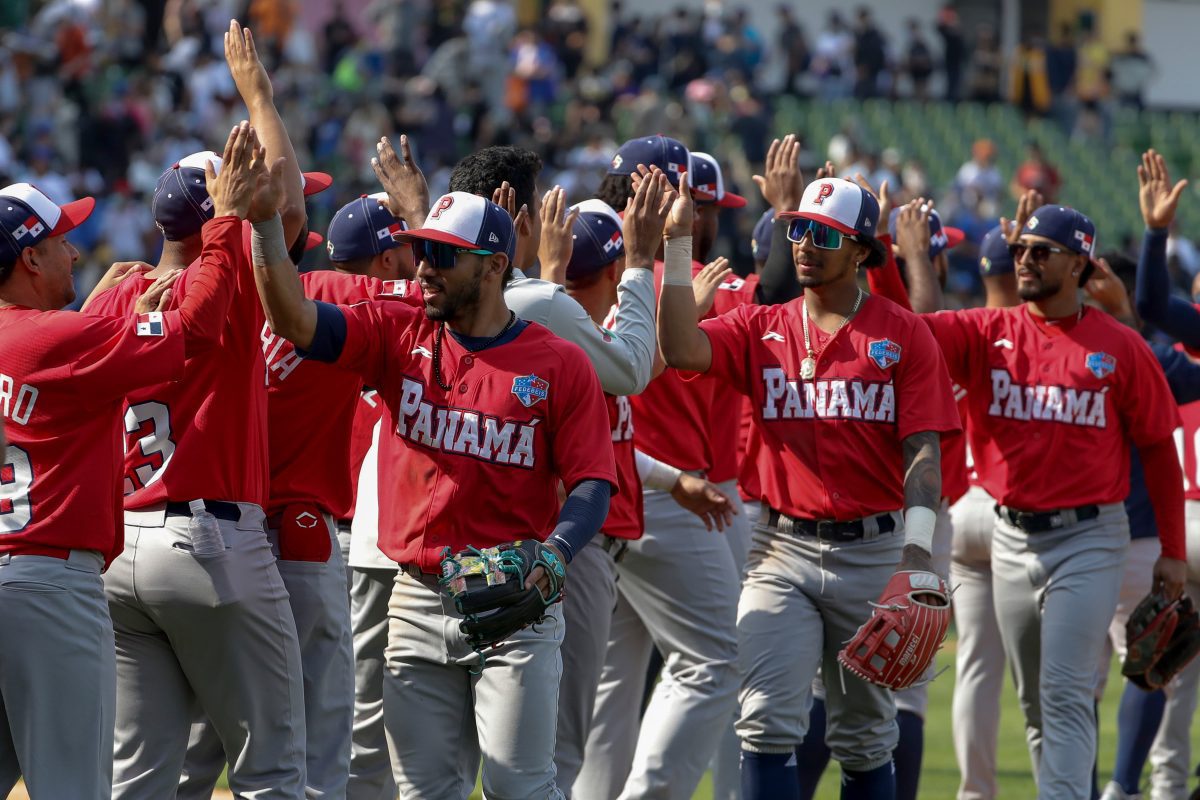 Panama team players celebrate after defeating Italy in the World Baseball Classic (WBC) Pool A game at Taichung Intercontinental Baseball Stadium in Taichung, Taiwan, Saturday, March 11, 2023.
