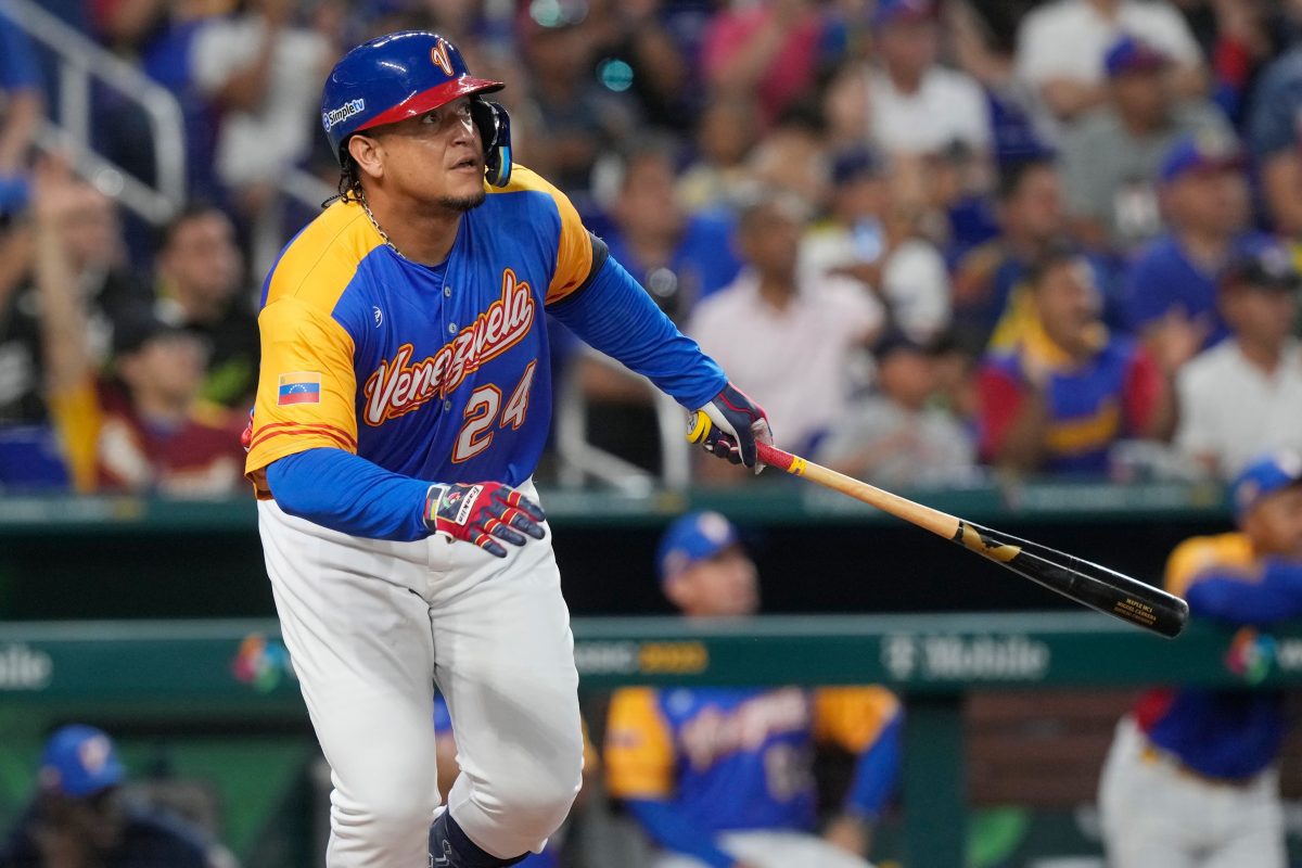 WBC Baseball Nicaragua Venezuela Image ID : 23073862585143 Venezuela designated hitter Miguel Cabrera (24) follows his hit duringo a World Baseball Classic game against Nicaragua, Tuesday, March 14, 2023, in Miami.