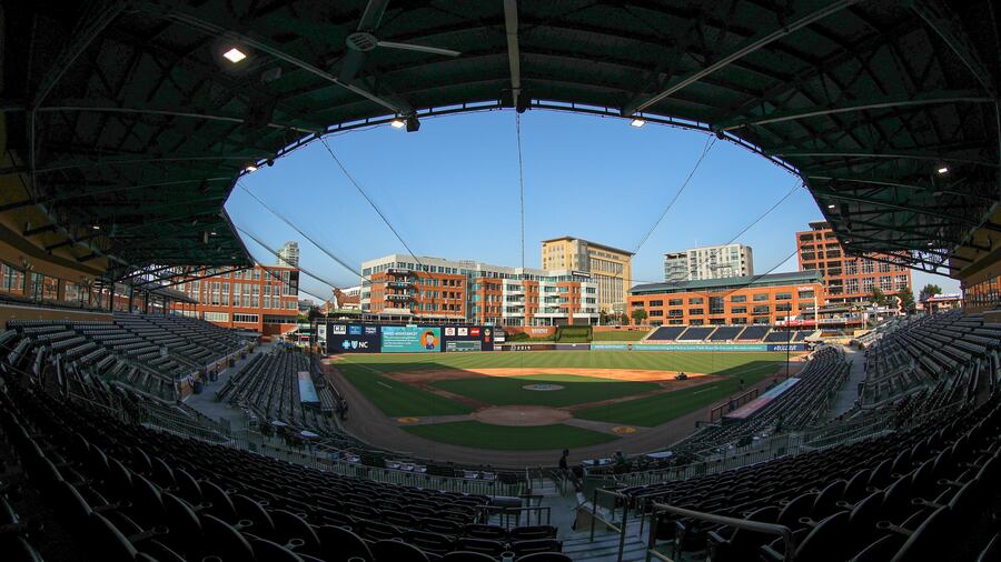 Clippers Bulls Baseball Image ID : 19256575902438 A general overall view of the Durham Bulls Athletic Park during the MiLB International Championship baseball game, Thursday, September 12, 2019, in Durham, N.C. The Columbus Clippers beat the Durham Bulls 6-2 to complete a three-game sweep of the two-time defending champion. (Brian Villanueva/Image of Sport via AP)