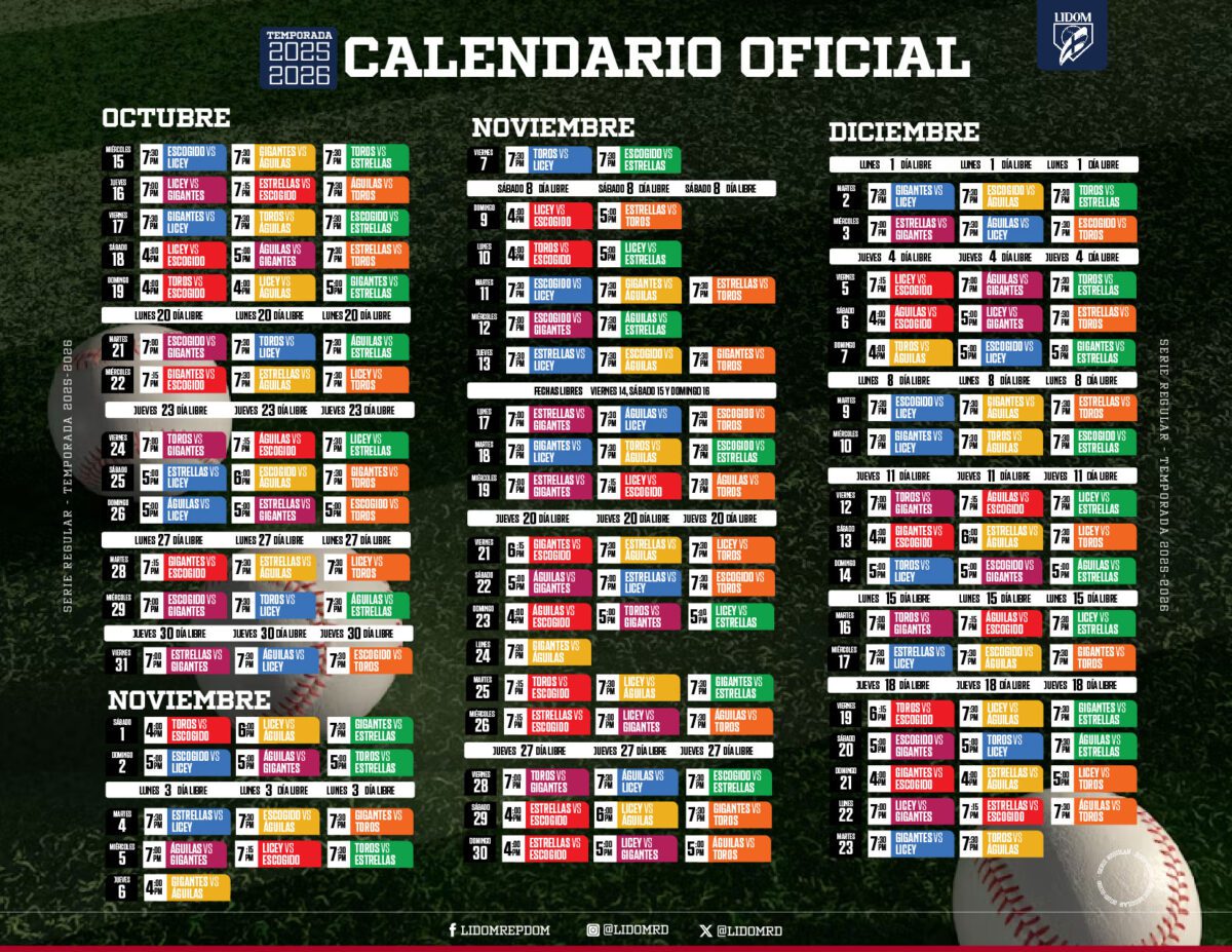 2025-26 LIDOM Regular Season Schedule Announced