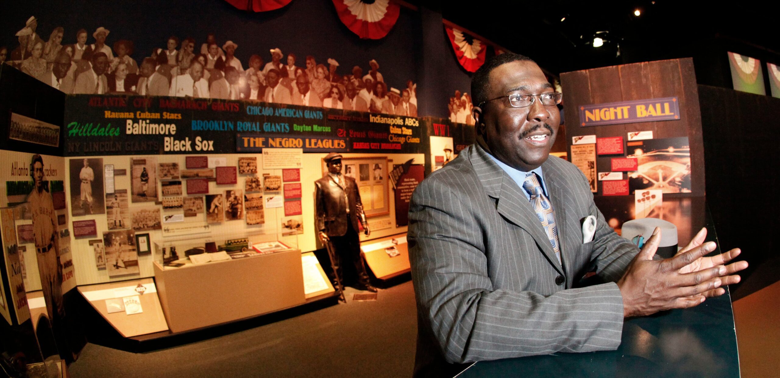 Title: Negro Leagues Museum Baseball Image ID: 100128160049 Article: FILE - In this file photo taken Jan. 28, 2010, Negro Leagues Baseball Museum marketing director Bob Kendrick talks about plans for an education center at the museum in Kansas City, Mo. Major League Baseball plays its annual All-Star game Tuesday, July 10, 2012, the museum will likely have experienced a significant windfall, financially and in terms of awareness, possibly ensuring its future for years to come. Museum officials expect to make upwards of $500,000 over the weekend. Kendrick was appointed president last spring. (AP Photo/Charlie Riedel, file)