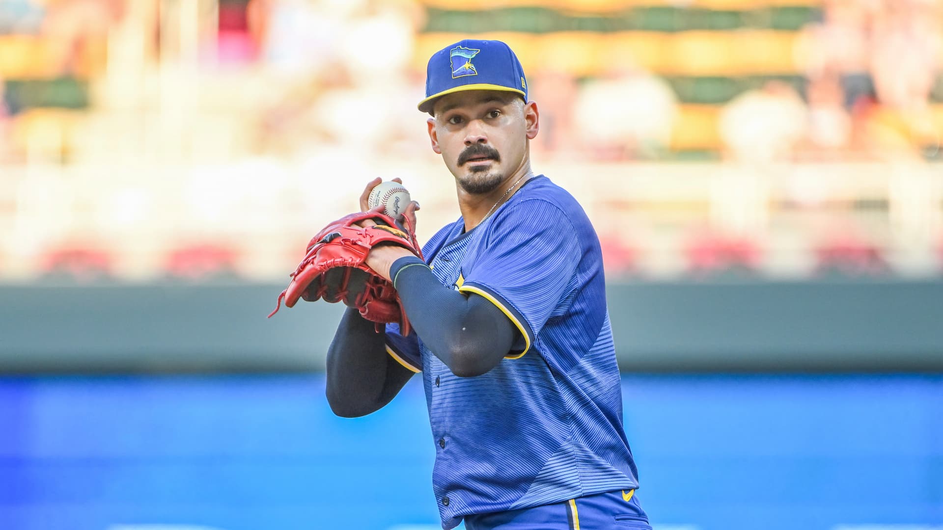 Title: Astros Twins Baseball Image ID: 24189043781321 Article: Minnesota Twins starting pitcher Pablo Lopez gets ready to throw against the Houston Astros during the second inning of a baseball game Friday, July 5, 2024, in Minneapolis. The Astros won 13-12. (AP Photo/Craig Lassig)