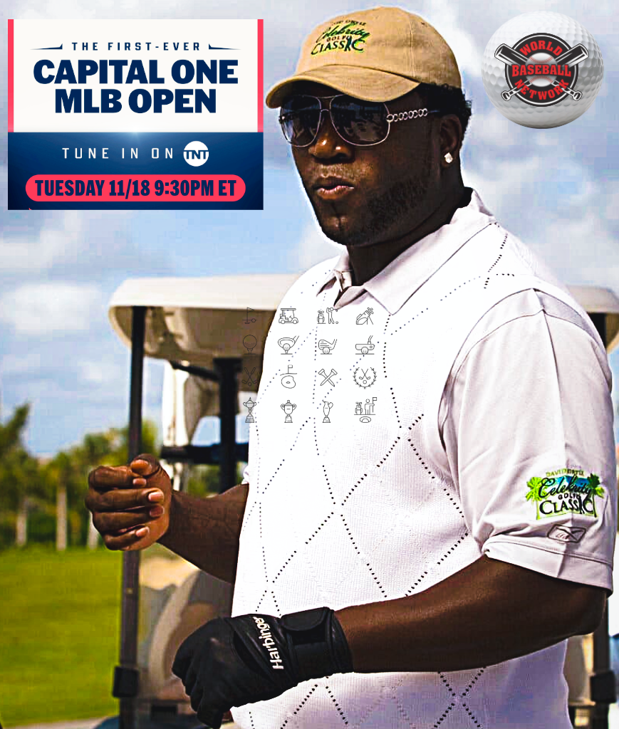 Image from a past baseball celebrity golf event, featuring Boston Red Sox slugger David Ortiz of the Dominican Republic during the inaugural David Ortiz Celebrity Golf Classic in Punta Cana on Dec. 6, 2008. Used to illustrate World Baseball Network’s coverage of MLB’s inaugural Capital One MLB Open at Shadow Creek. Ortiz hosted the event to raise funds for pediatric care in the Dominican Republic and New England. (AP Photo/Kena Betancur)