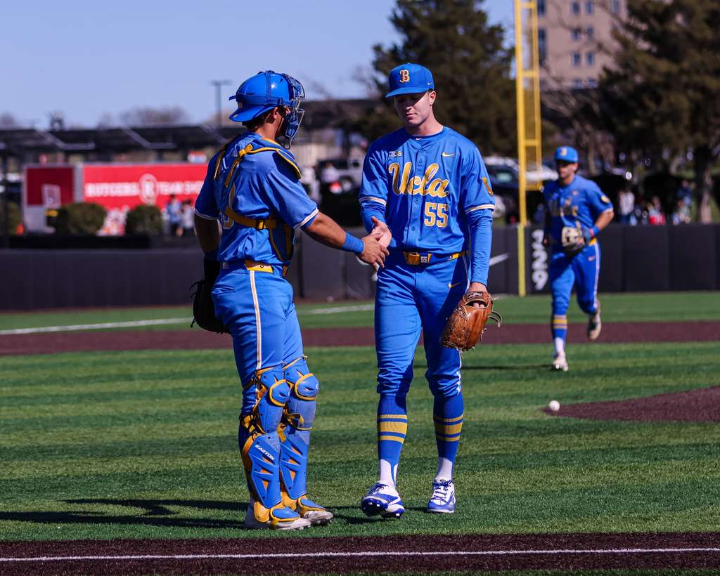 Michael Barnett UCLA handshake with catcher after game
