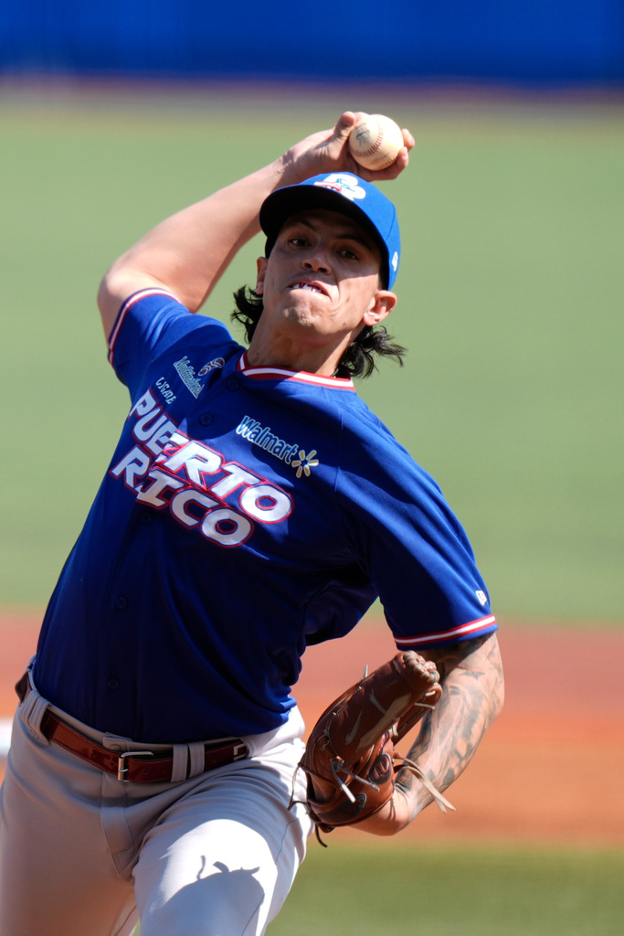 Title: Panama Puerto Rico BaseballImage ID: 26036783851466 Article: Puerto Rico's pitcher Dereck Rodriguez pitches in the first inning against Panama during a Caribbean Series baseball game in Guadalajara, Mexico, Thursday, Feb. 5, 2026. (AP Photo/Fernando Llano) 